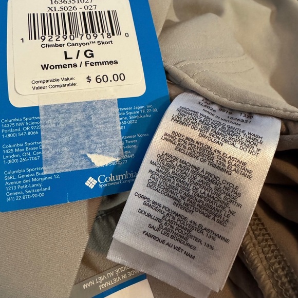 Columbia NWT Size Large Gray Climber Canyon Skort Skirt Omni Shield Hiking - Picture 7 of 8